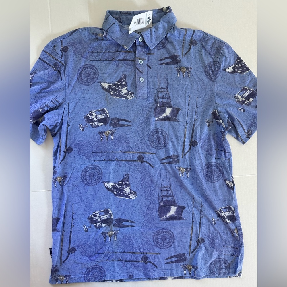 AFTCO Men Polo Boatboar blue size Large